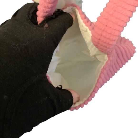 Vtg Cuddly Cousins Plush Easter Bunny Handbag Purse Pink Ears & Bow For Kids NEW - Picture 5 of 7